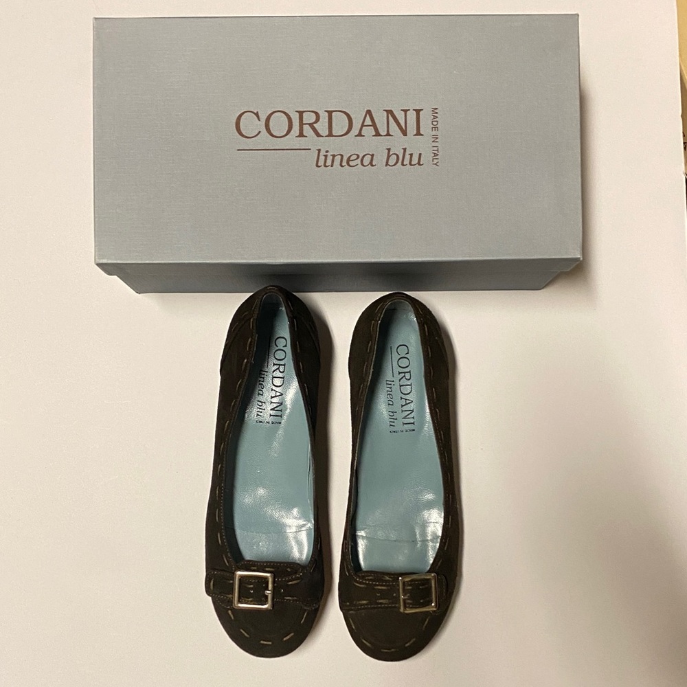 NWT Cordani Eileen Flat in Brown Suede